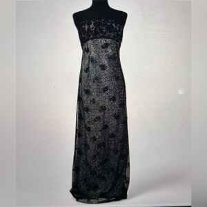 Black and Gray Spaghetti Strap Prom Gown